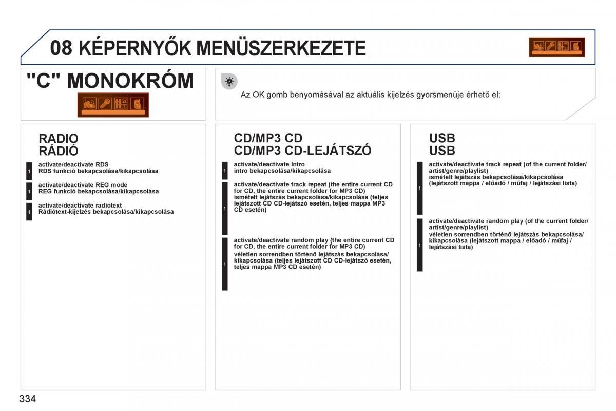 Peugeot 308 SW I 1 Kezelesi utmutato / page 336