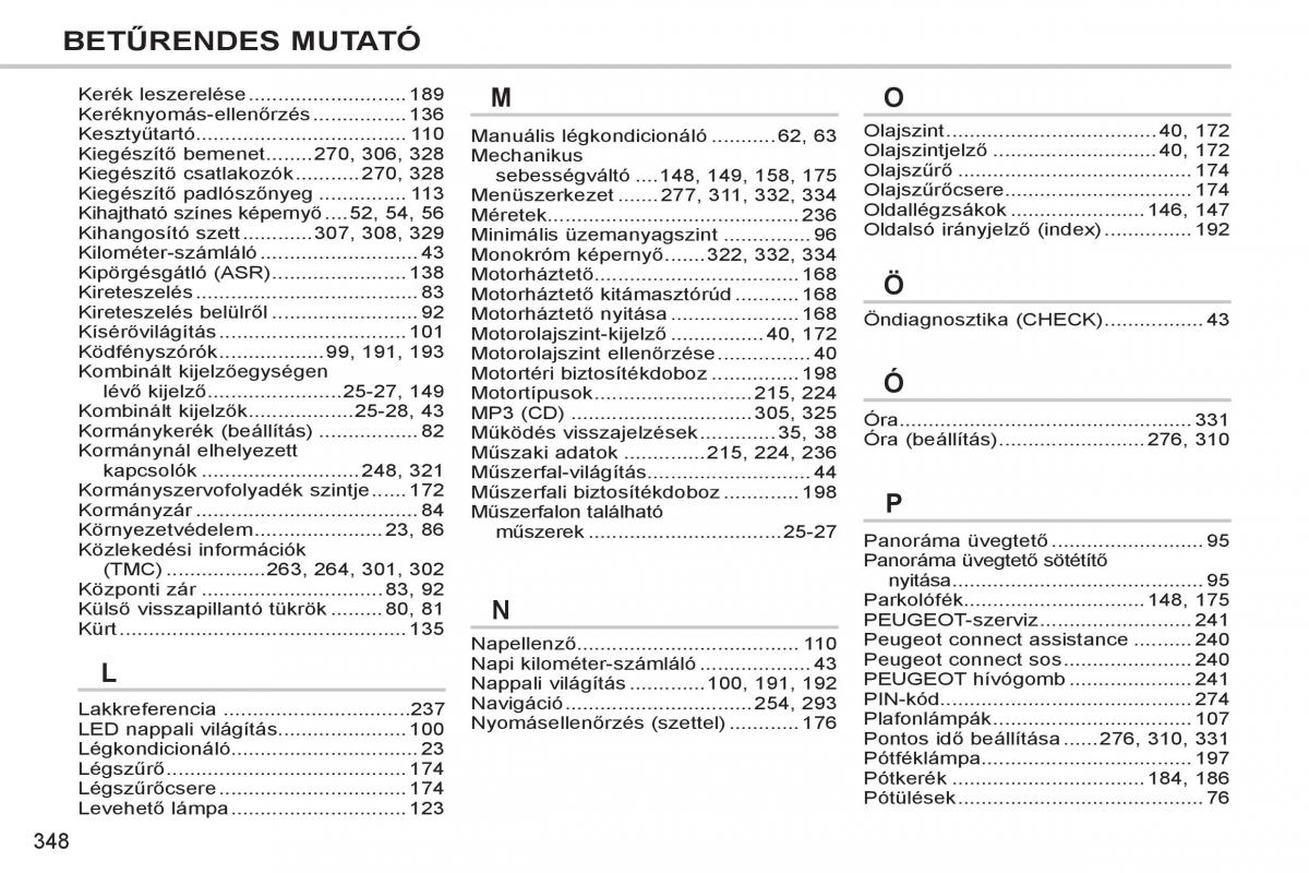 Peugeot 308 SW I 1 Kezelesi utmutato / page 350