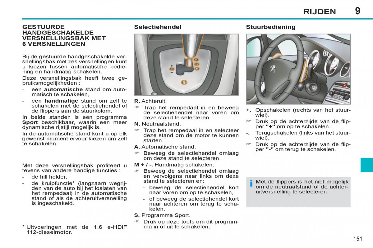 Peugeot 308 SW I 1 handleiding / page 153