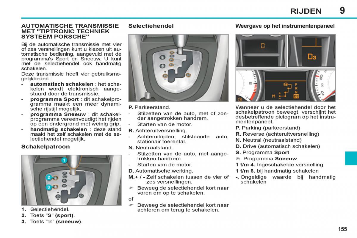 Peugeot 308 SW I 1 handleiding / page 157