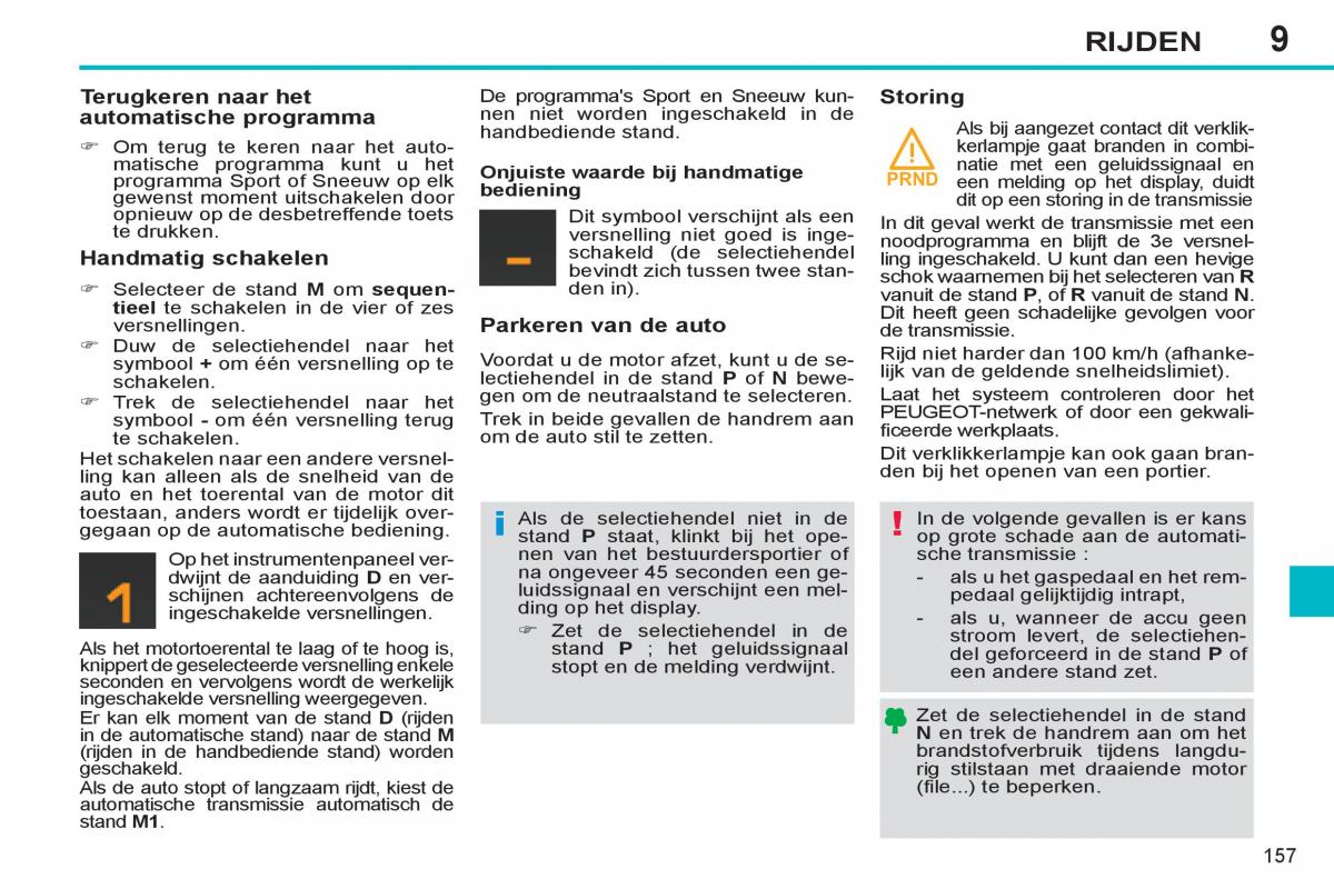 Peugeot 308 SW I 1 handleiding / page 159