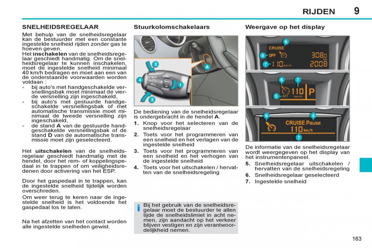 Peugeot 308 SW I 1 handleiding / page 165