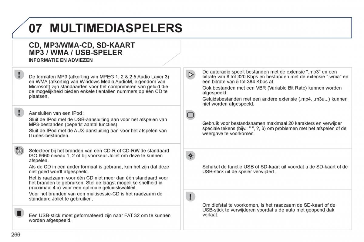 Peugeot 308 SW I 1 handleiding / page 268