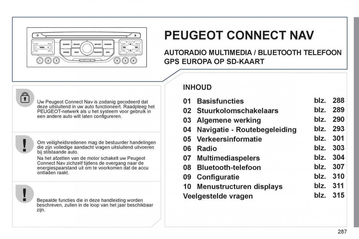 Peugeot 308 SW I 1 handleiding / page 289