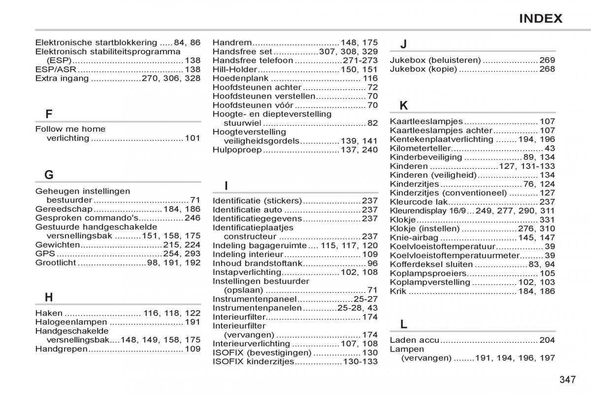 Peugeot 308 SW I 1 handleiding / page 349