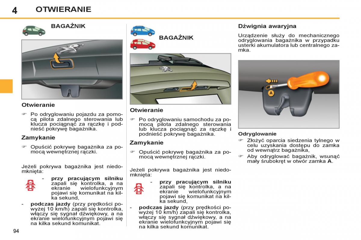 Peugeot 308 SW I 1 instrukcja obslugi / page 96