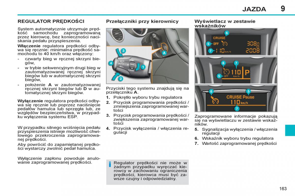 Peugeot 308 SW I 1 instrukcja obslugi / page 165