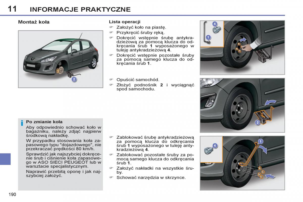 Peugeot 308 SW I 1 instrukcja obslugi / page 192