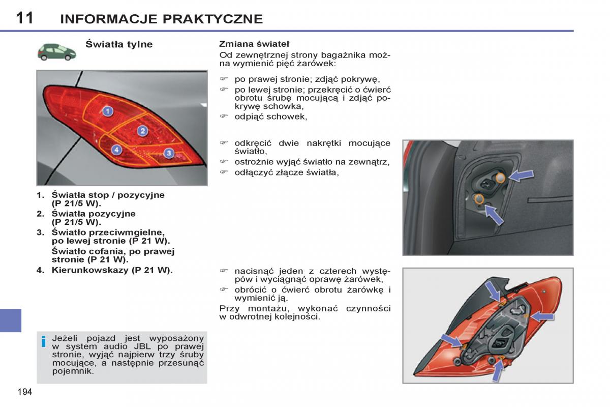 Peugeot 308 SW I 1 instrukcja obslugi / page 196