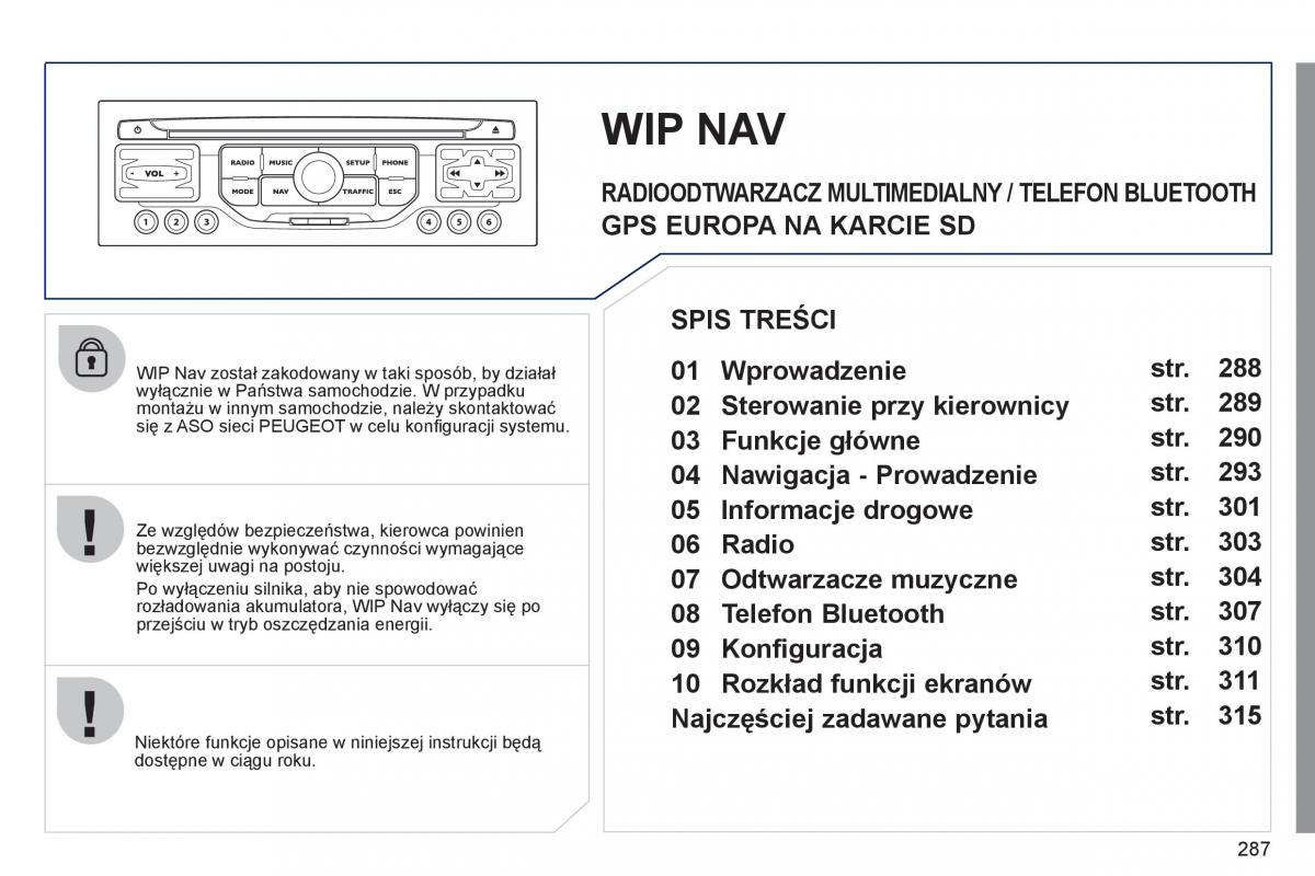 Peugeot 308 SW I 1 instrukcja obslugi / page 289