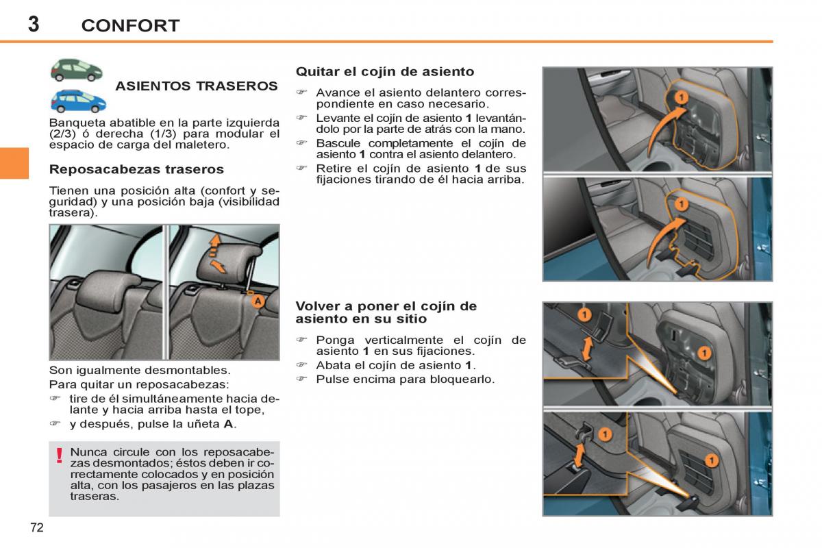 Peugeot 308 SW I 1 manual del propietario / page 74