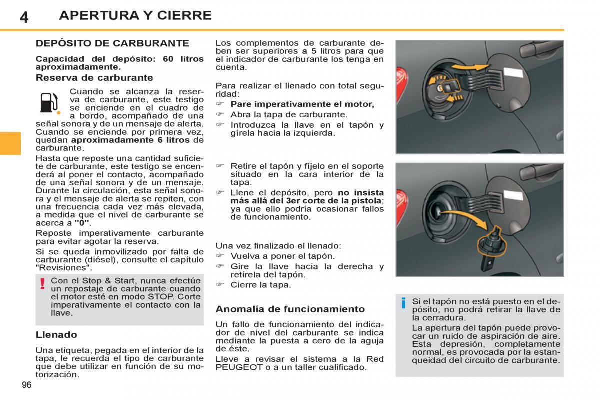 Peugeot 308 SW I 1 manual del propietario / page 98