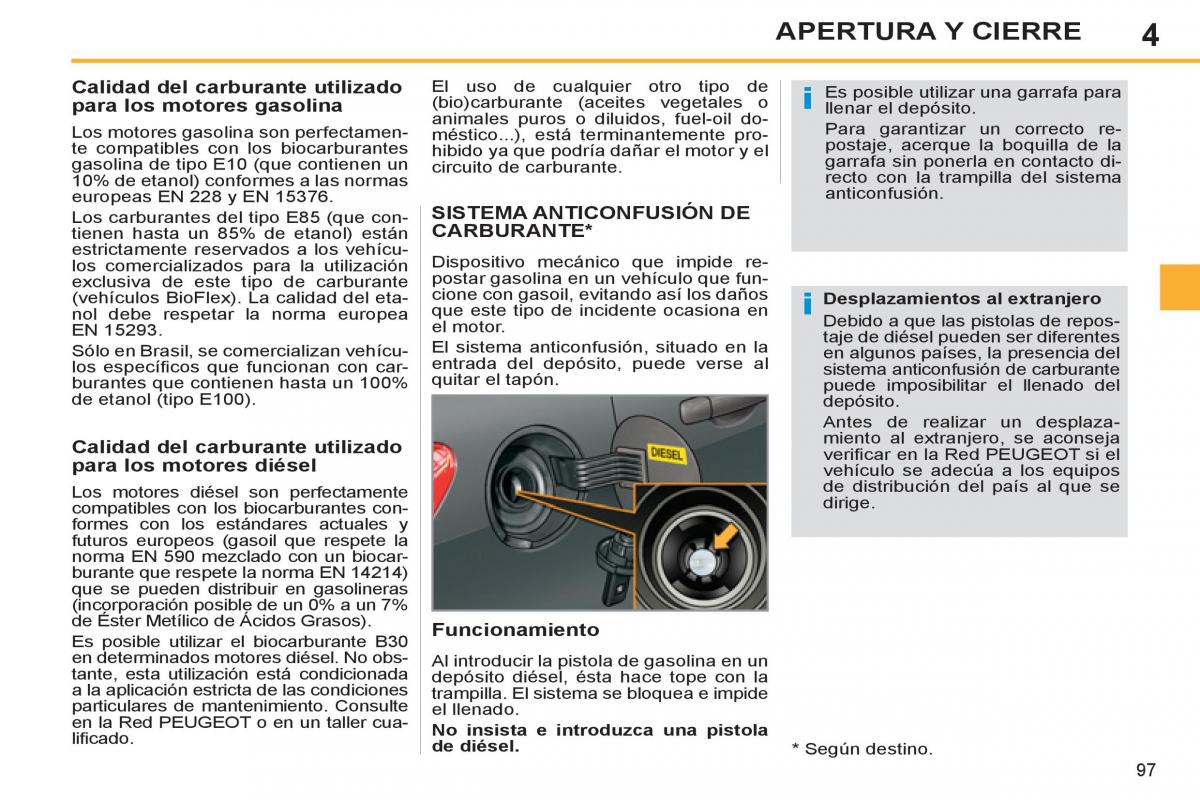 Peugeot 308 SW I 1 manual del propietario / page 99