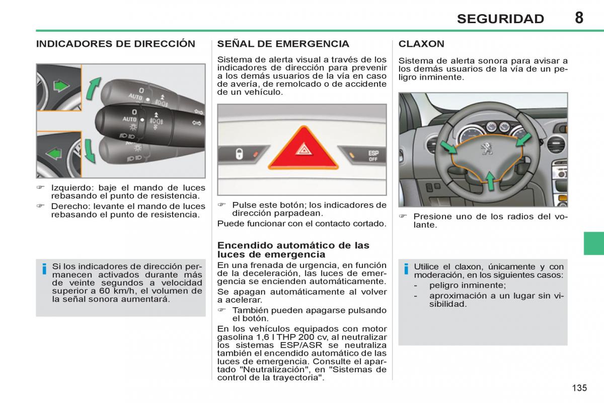 Peugeot 308 SW I 1 manual del propietario / page 137