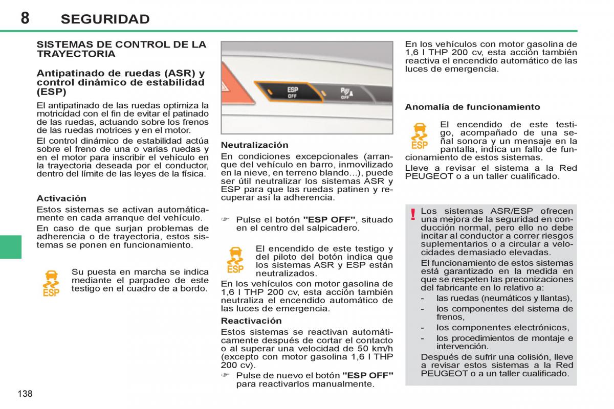 Peugeot 308 SW I 1 manual del propietario / page 140