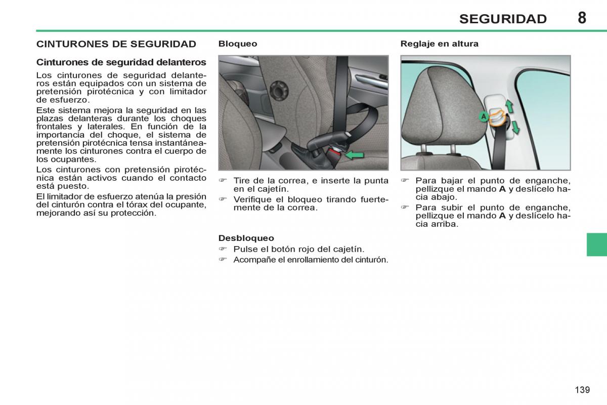 Peugeot 308 SW I 1 manual del propietario / page 141