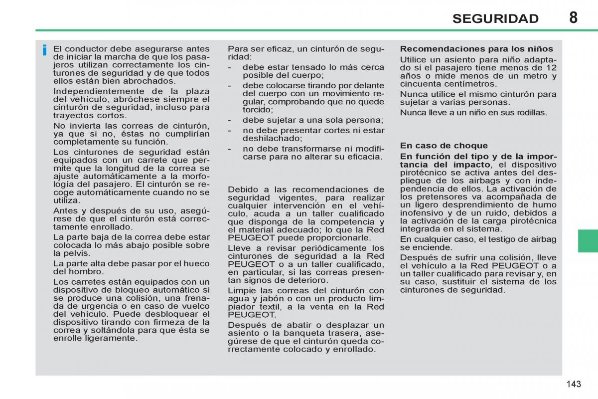 Peugeot 308 SW I 1 manual del propietario / page 145