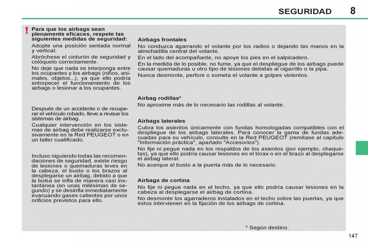 Peugeot 308 SW I 1 manual del propietario / page 149