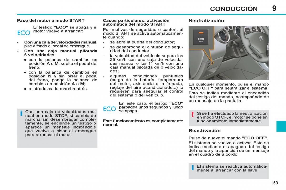 Peugeot 308 SW I 1 manual del propietario / page 161