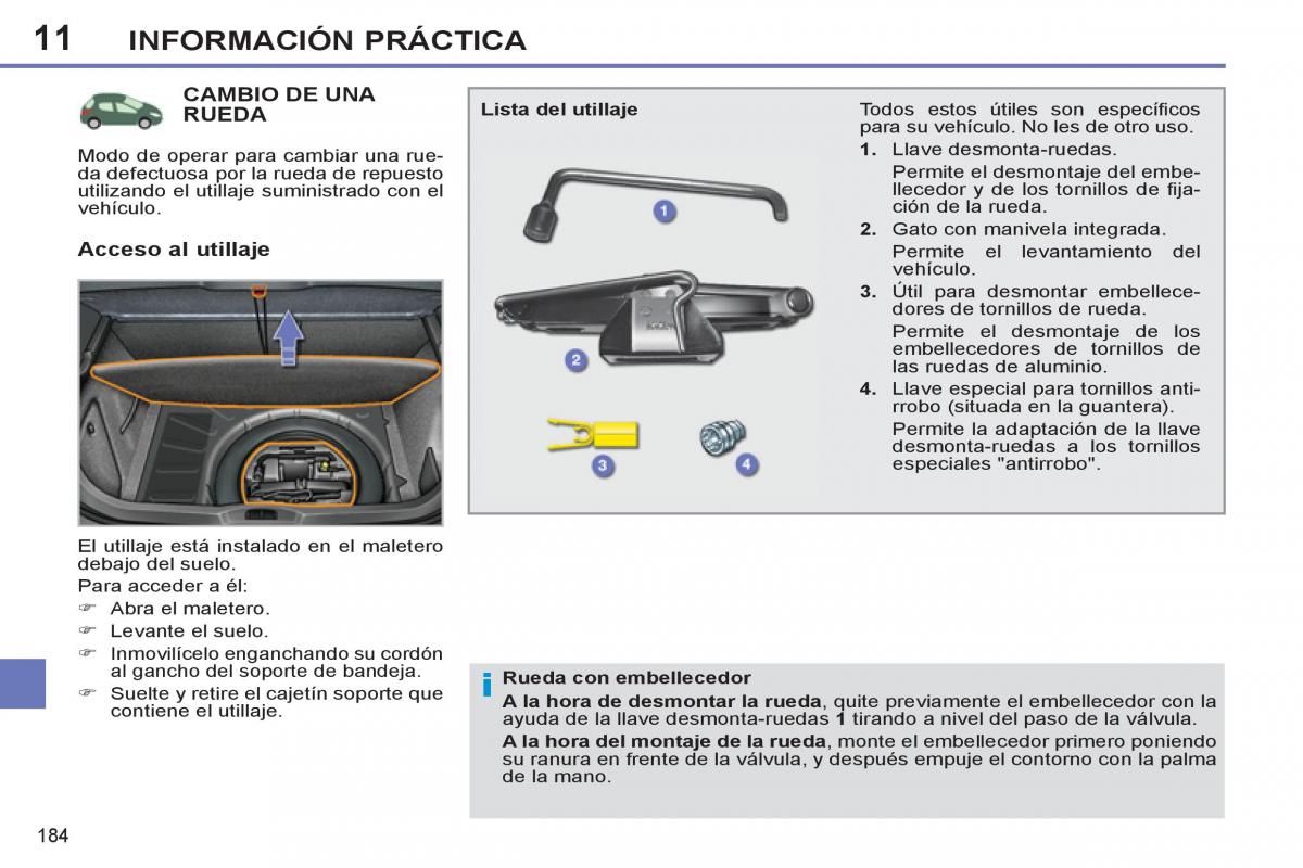 Peugeot 308 SW I 1 manual del propietario / page 186