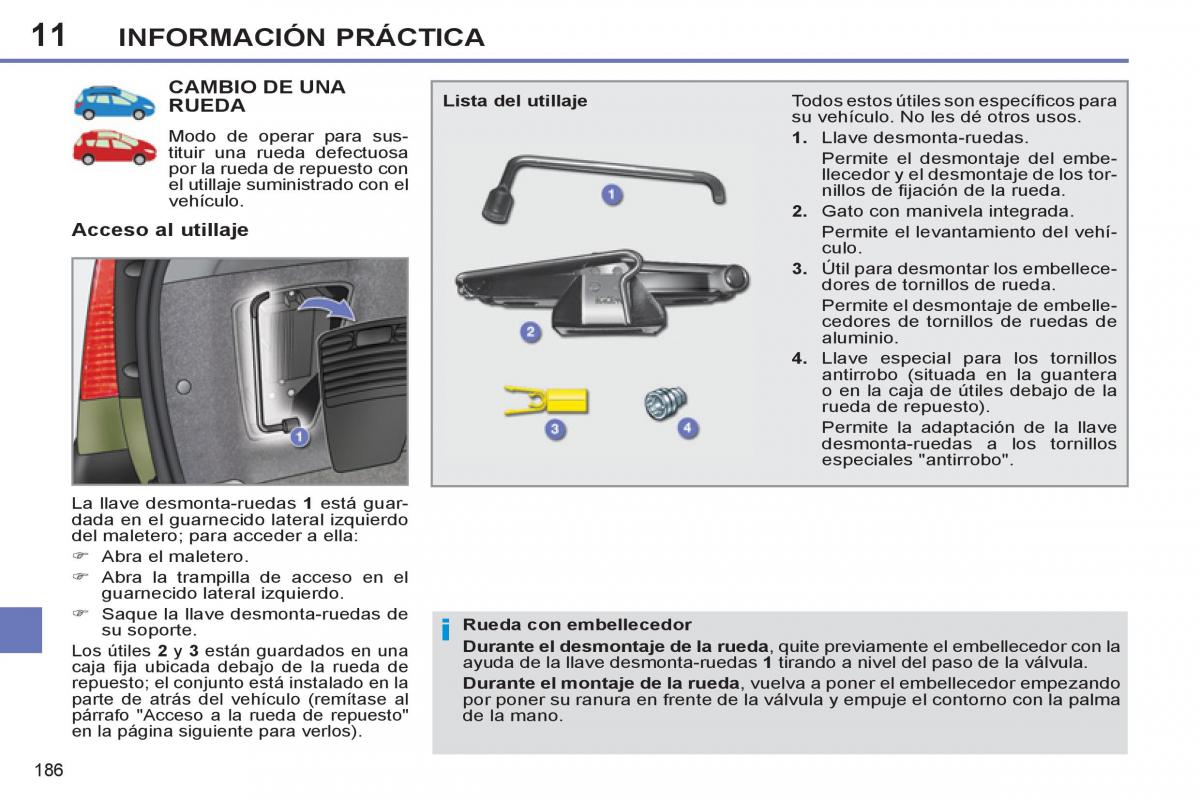 Peugeot 308 SW I 1 manual del propietario / page 188