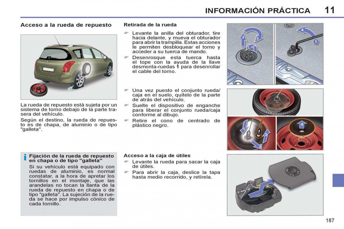 Peugeot 308 SW I 1 manual del propietario / page 189