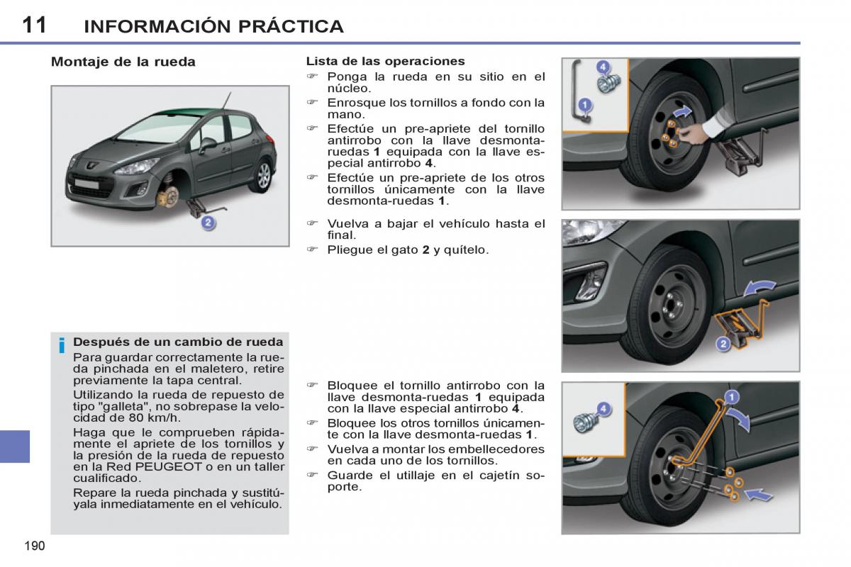 Peugeot 308 SW I 1 manual del propietario / page 192