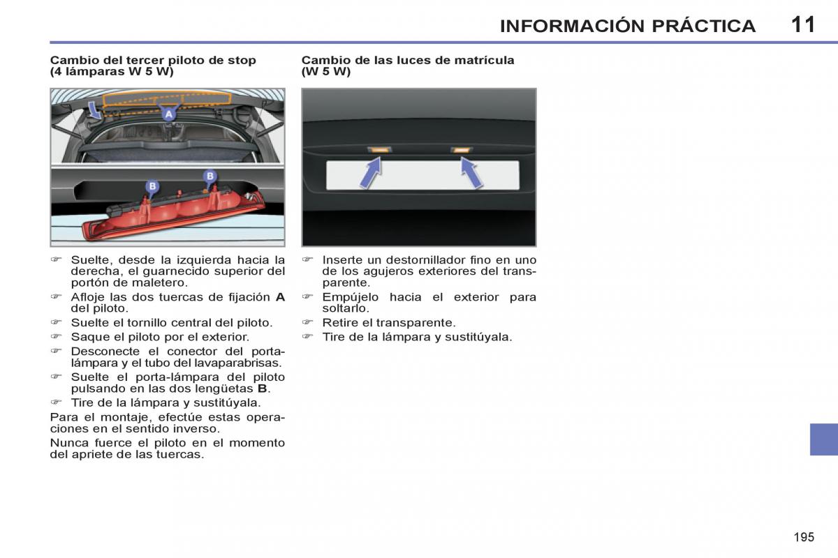 Peugeot 308 SW I 1 manual del propietario / page 197