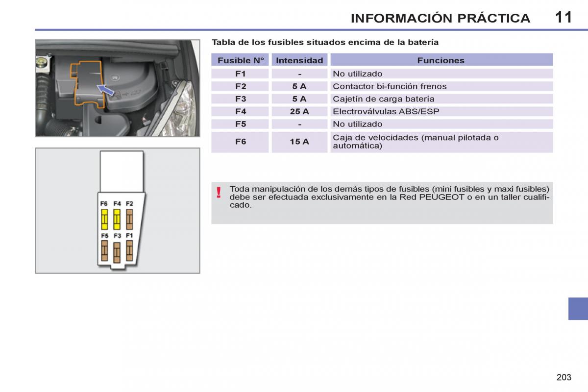 Peugeot 308 SW I 1 manual del propietario / page 205