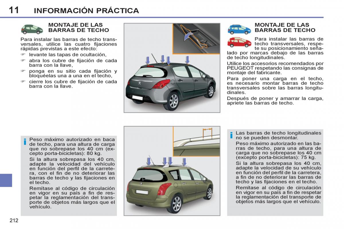 Peugeot 308 SW I 1 manual del propietario / page 214