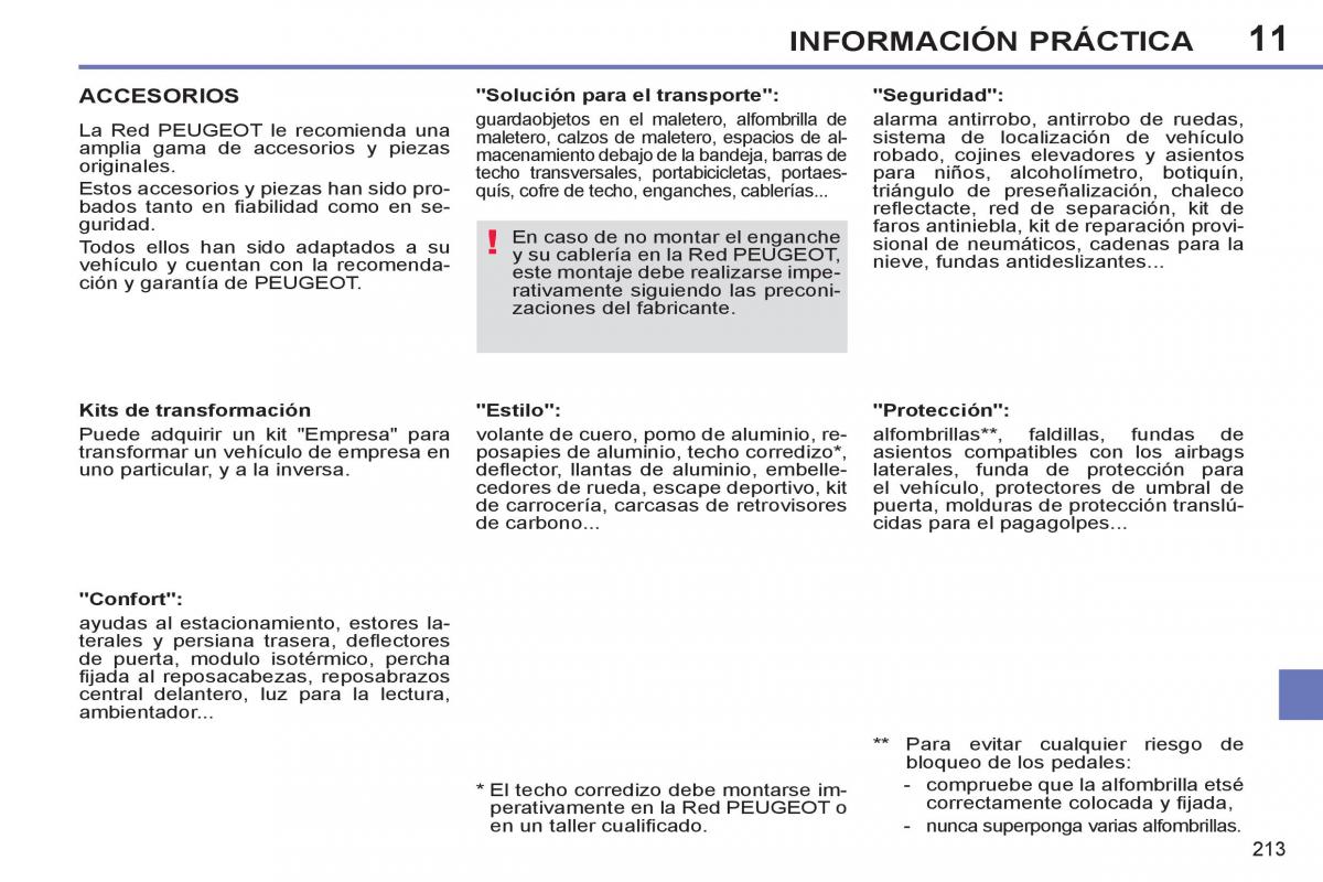 Peugeot 308 SW I 1 manual del propietario / page 215