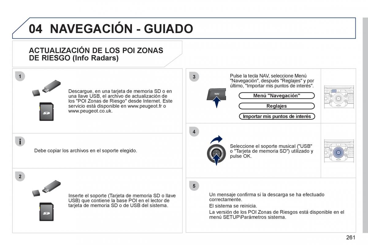 Peugeot 308 SW I 1 manual del propietario / page 263