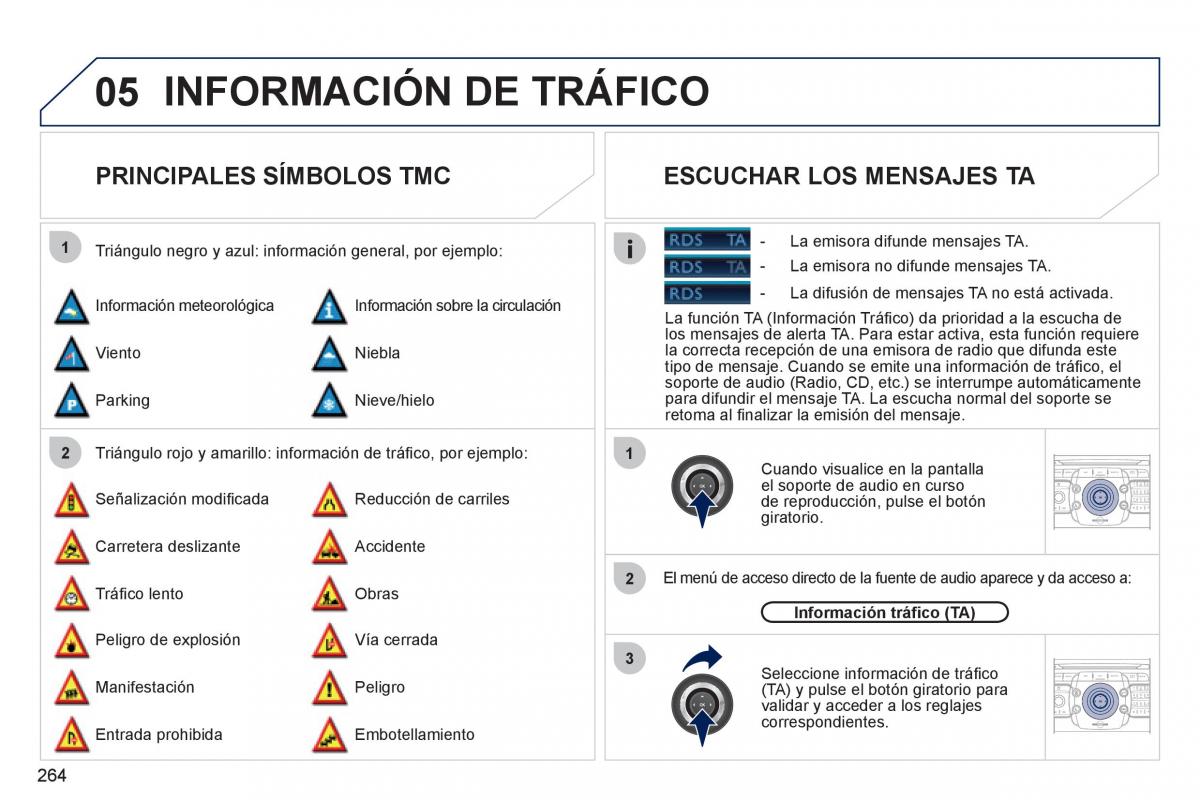 Peugeot 308 SW I 1 manual del propietario / page 266