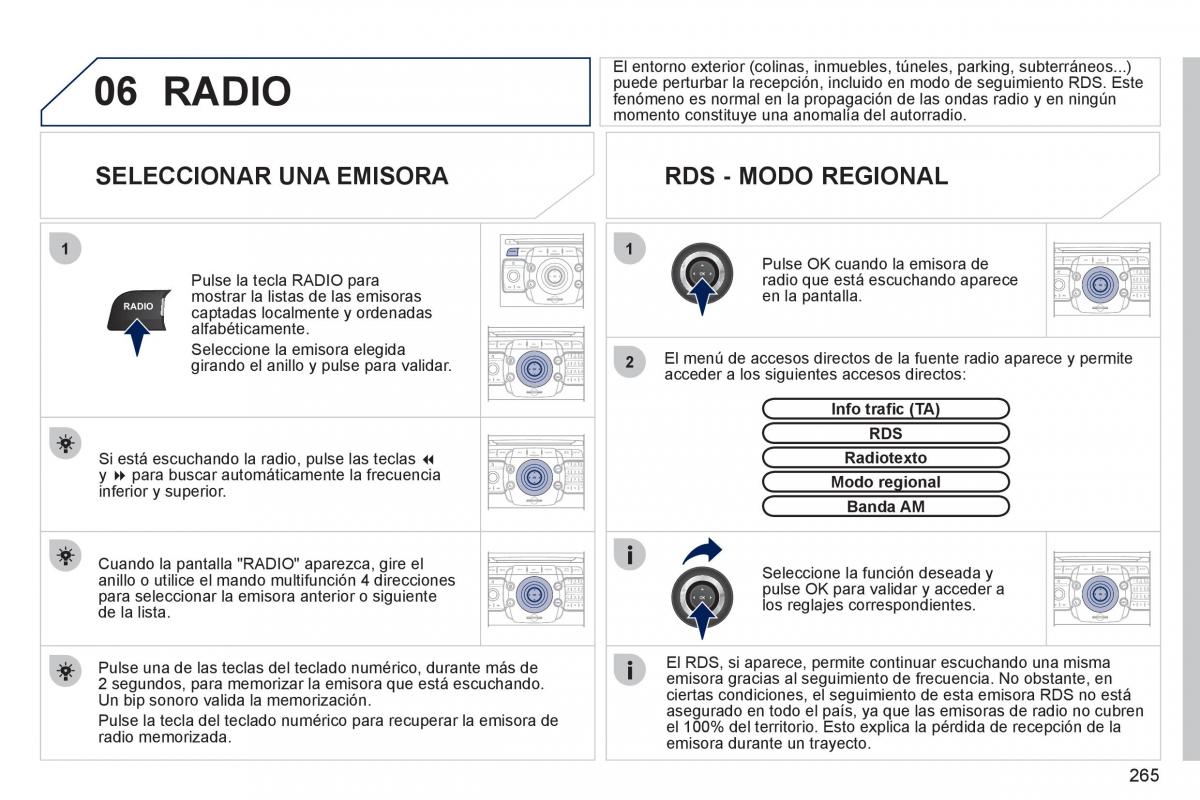 Peugeot 308 SW I 1 manual del propietario / page 267