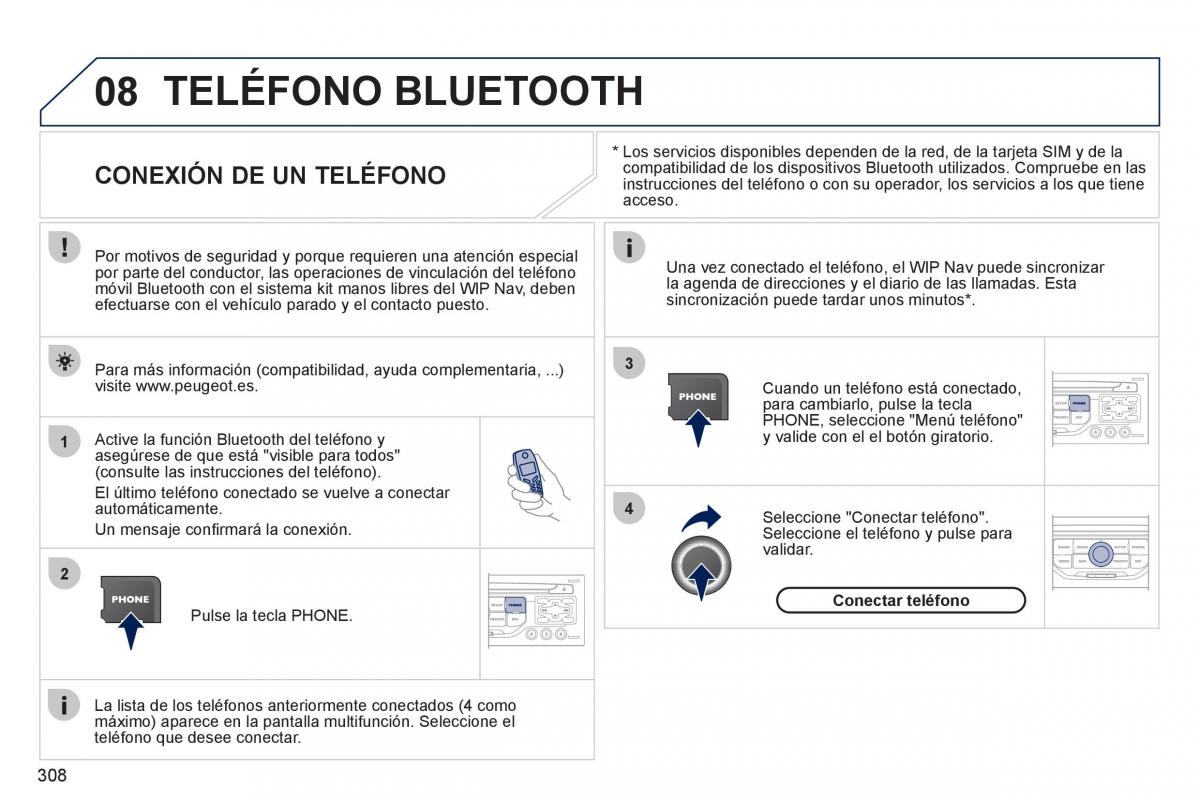 Peugeot 308 SW I 1 manual del propietario / page 310