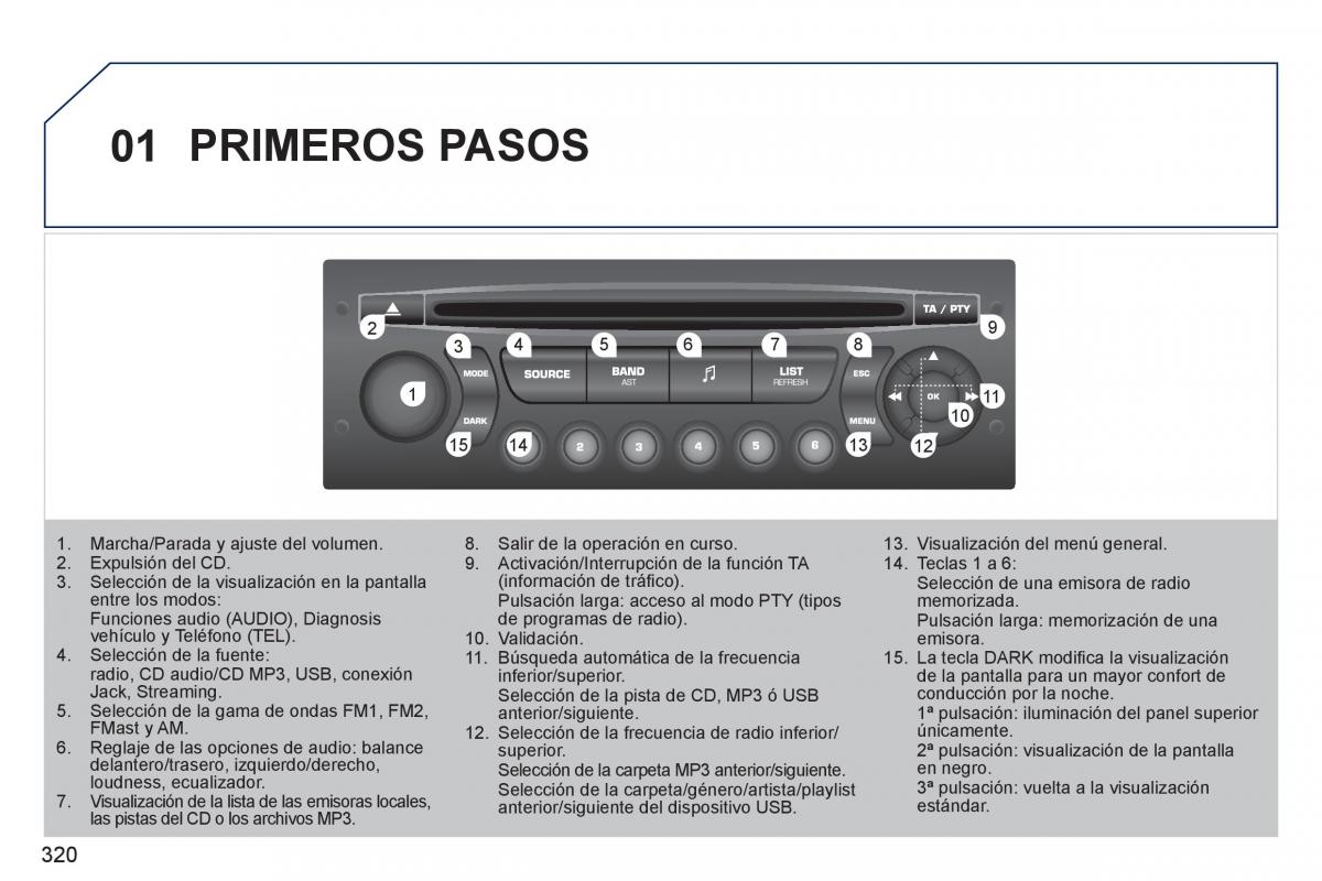 Peugeot 308 SW I 1 manual del propietario / page 322