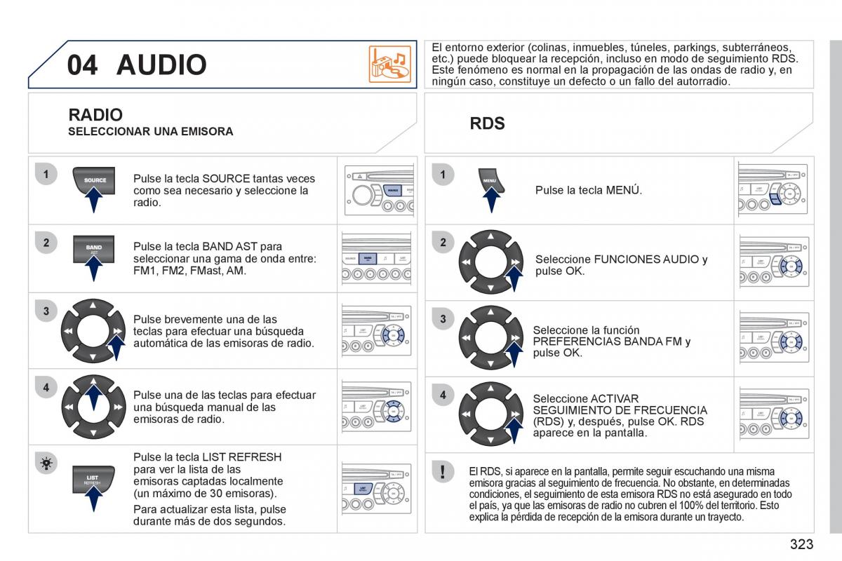 Peugeot 308 SW I 1 manual del propietario / page 325