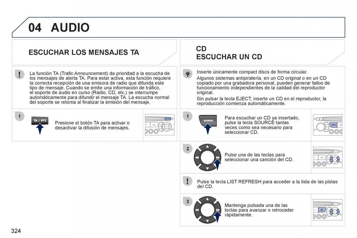 Peugeot 308 SW I 1 manual del propietario / page 326