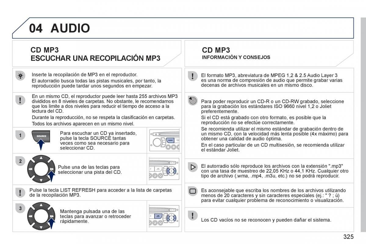 Peugeot 308 SW I 1 manual del propietario / page 327