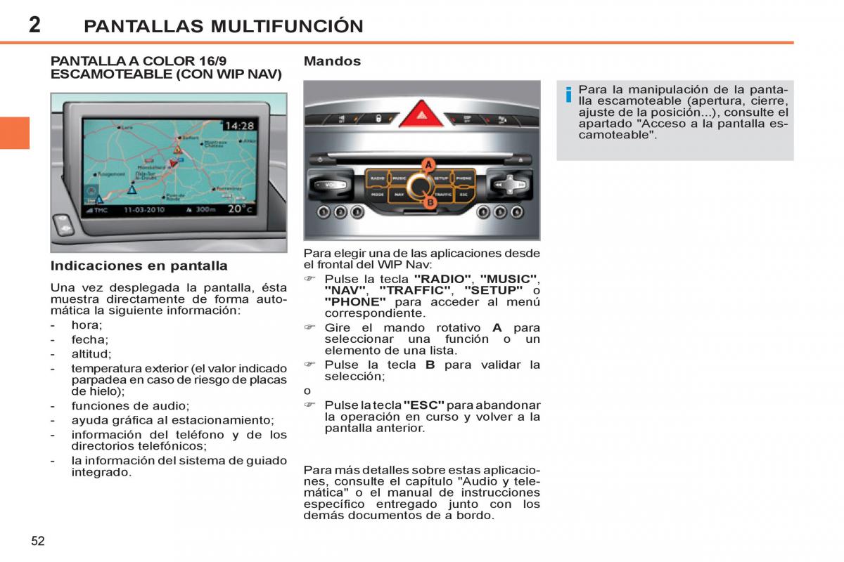 Peugeot 308 SW I 1 manual del propietario / page 54