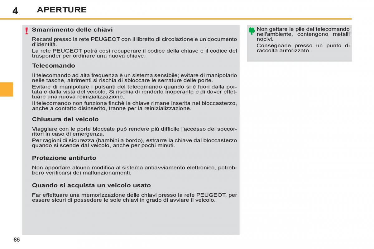 Peugeot 308 SW I 1 manuale del proprietario / page 88