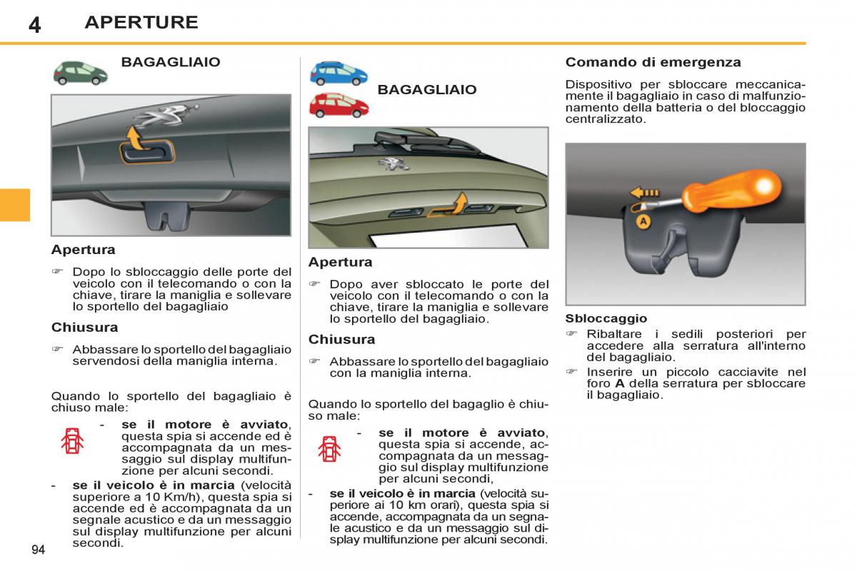 Peugeot 308 SW I 1 manuale del proprietario / page 96