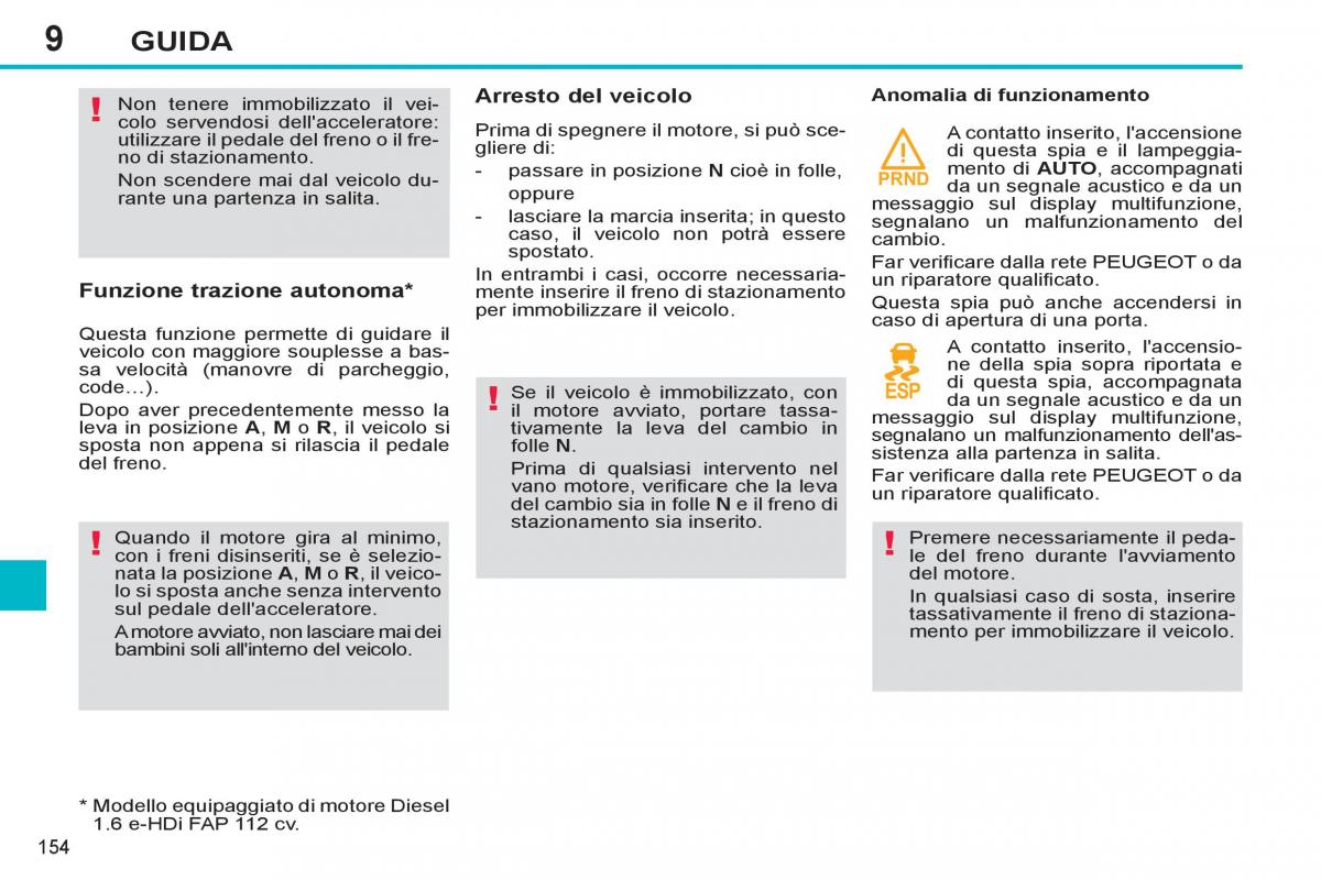 Peugeot 308 SW I 1 manuale del proprietario / page 156