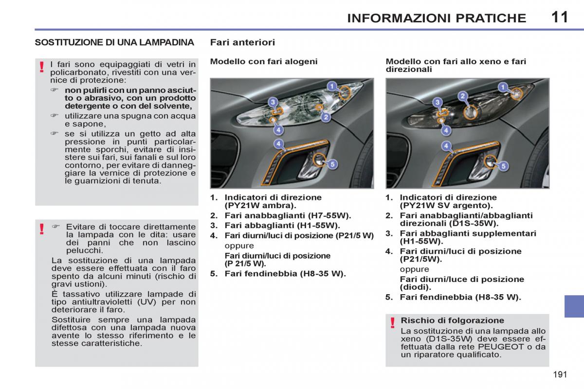 Peugeot 308 SW I 1 manuale del proprietario / page 193