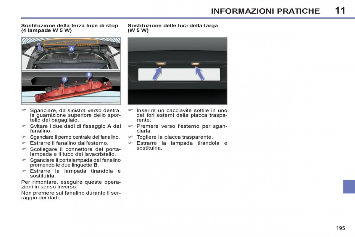 Peugeot 308 SW I 1 manuale del proprietario / page 197