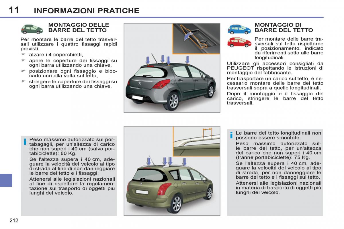 Peugeot 308 SW I 1 manuale del proprietario / page 214