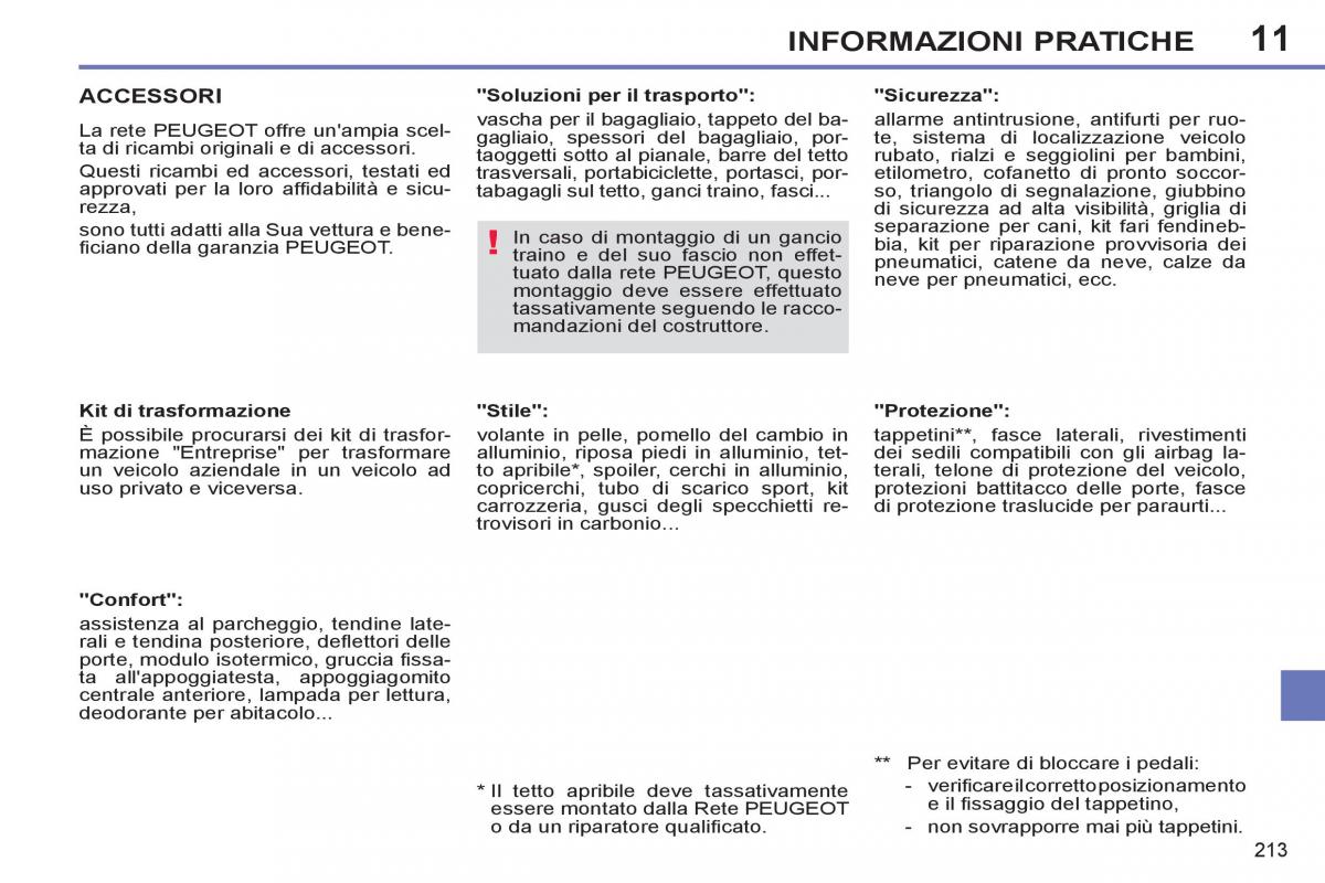 Peugeot 308 SW I 1 manuale del proprietario / page 215