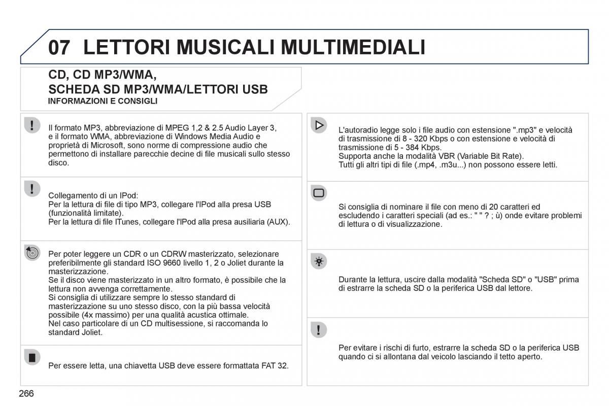 Peugeot 308 SW I 1 manuale del proprietario / page 268