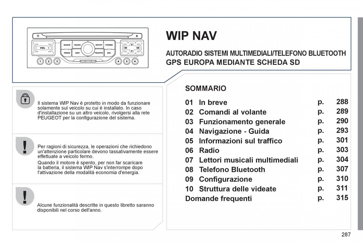 Peugeot 308 SW I 1 manuale del proprietario / page 289