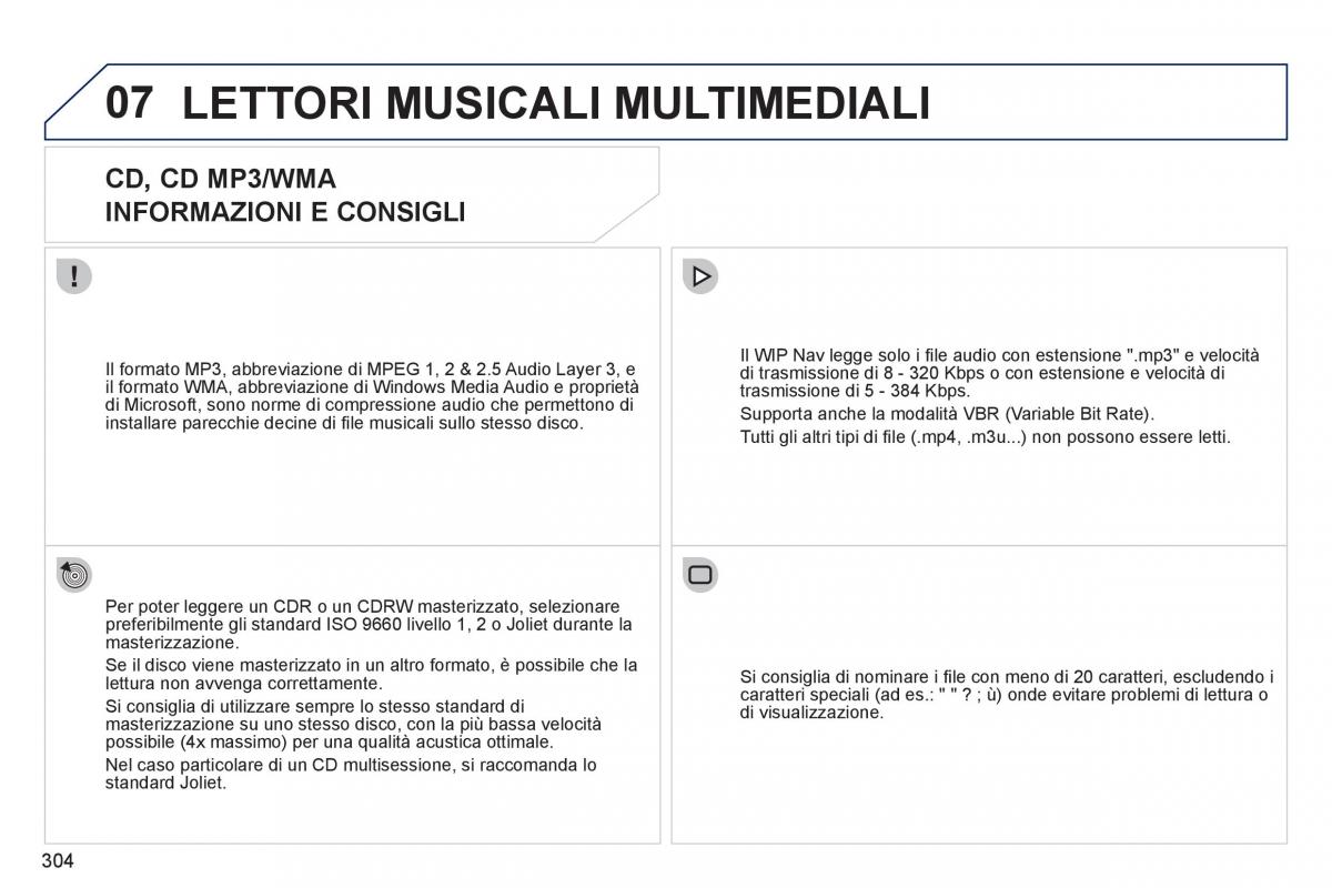 Peugeot 308 SW I 1 manuale del proprietario / page 306